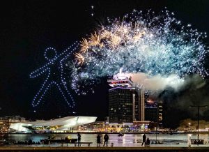 Vuurwerkshow droneshow Amsterdam night photography nachtfotografie fireworks